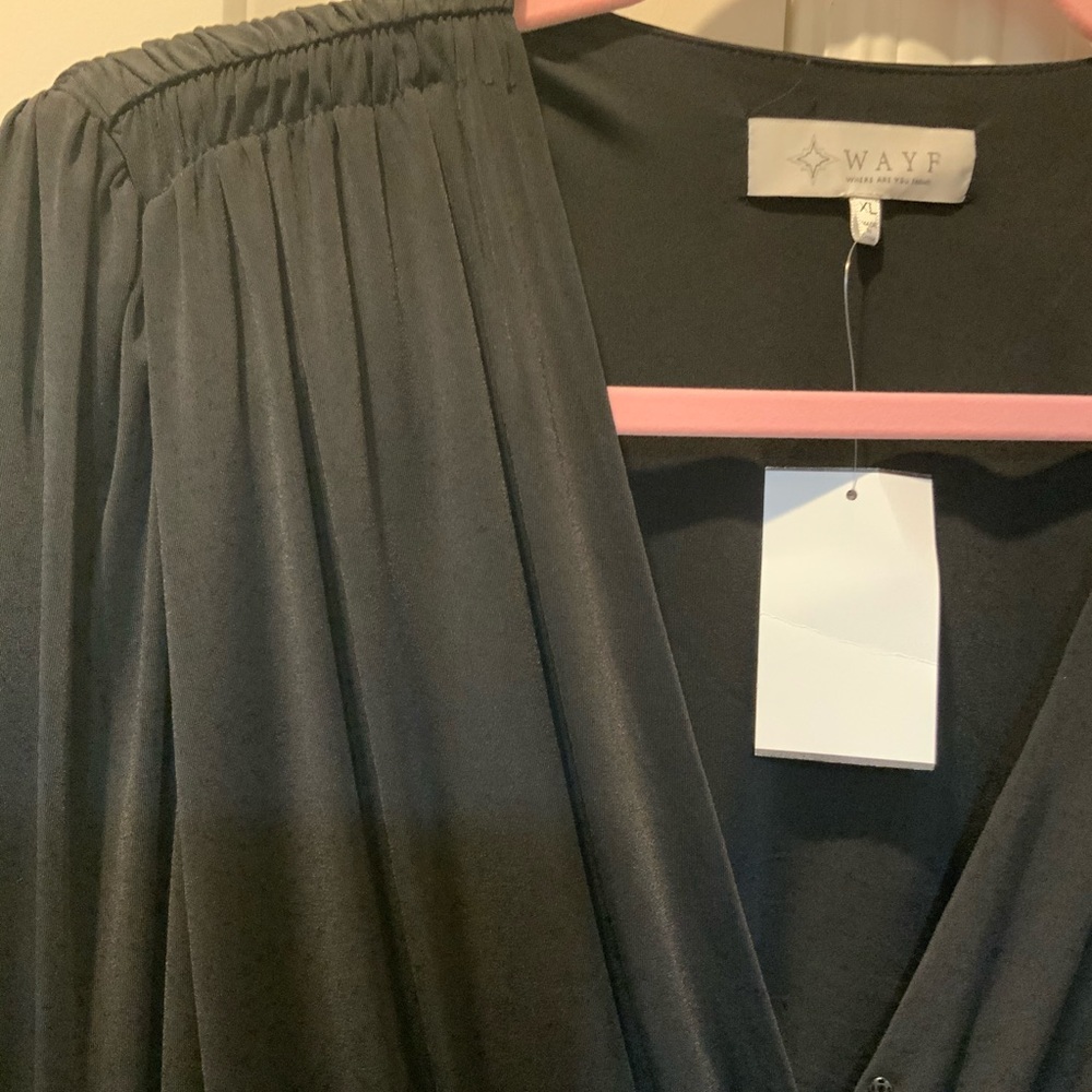 Black V neck blouse NWT